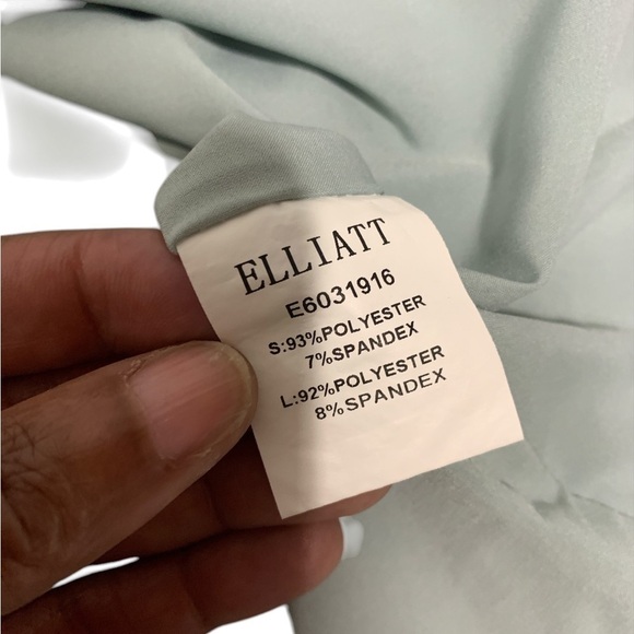 Elliatt Mint Green V Neck Beaded Detail Zip Back Scallop Front Pocket Dress SZ L - Picture 7 of 11